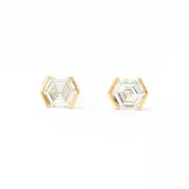 0.29 ctw Hexagon Diamond Temple Half-Bezel Studs