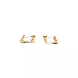 0.45 ctw Rhombus Diamond Temple Half-Bezel Studs