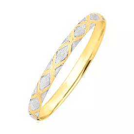 10k Two-Tone Gold Geometric Diamond Motif Bangle