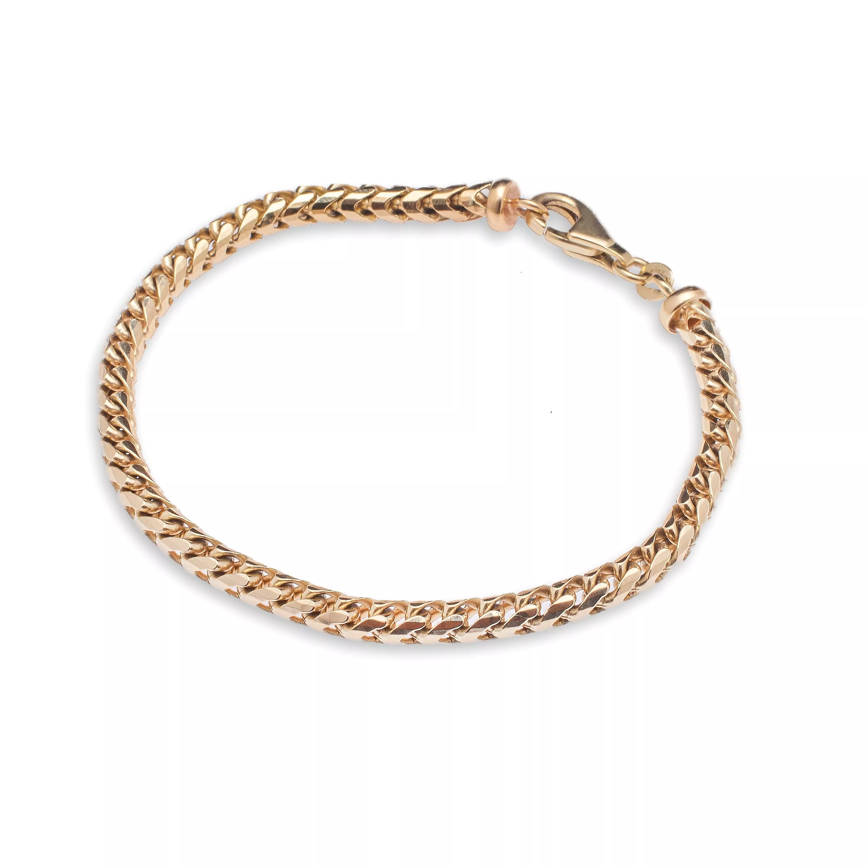 14K & 18K Gold Extra Large Franco Diamond Cut Chain Bracelet 4.5mm