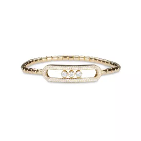 14K & 18K Gold Micro-Pave diamond & Three Diamond Stretch Bracelet