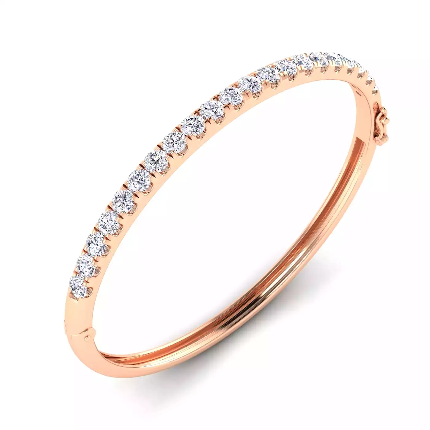 14K & 18K Gold Round Diamond Bangle Bracelet 3 ct, Lab Grown