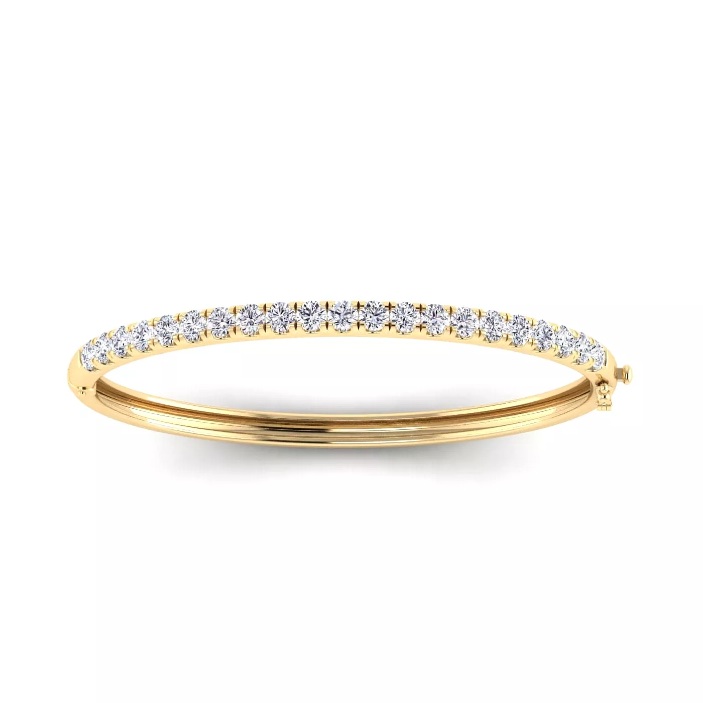 14K & 18K Gold Round Diamond Bangle Bracelet 3 ct, Lab Grown