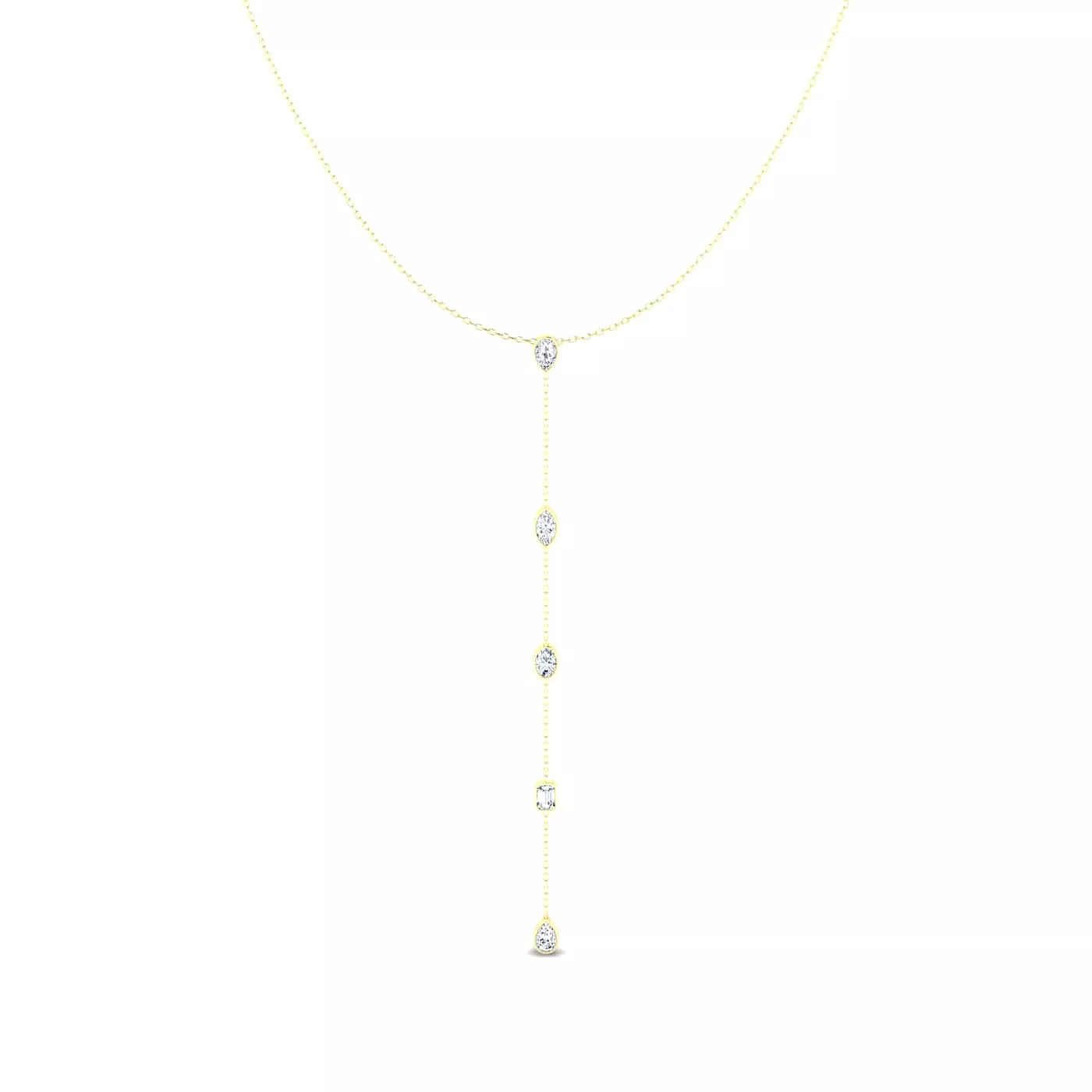 14K Gold Diamond Drop Y Necklace, Lab Grown