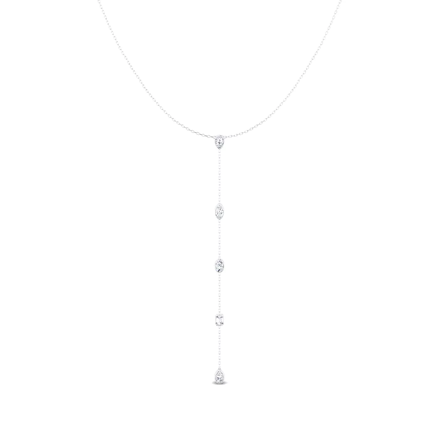 14K Gold Diamond Drop Y Necklace, Lab Grown