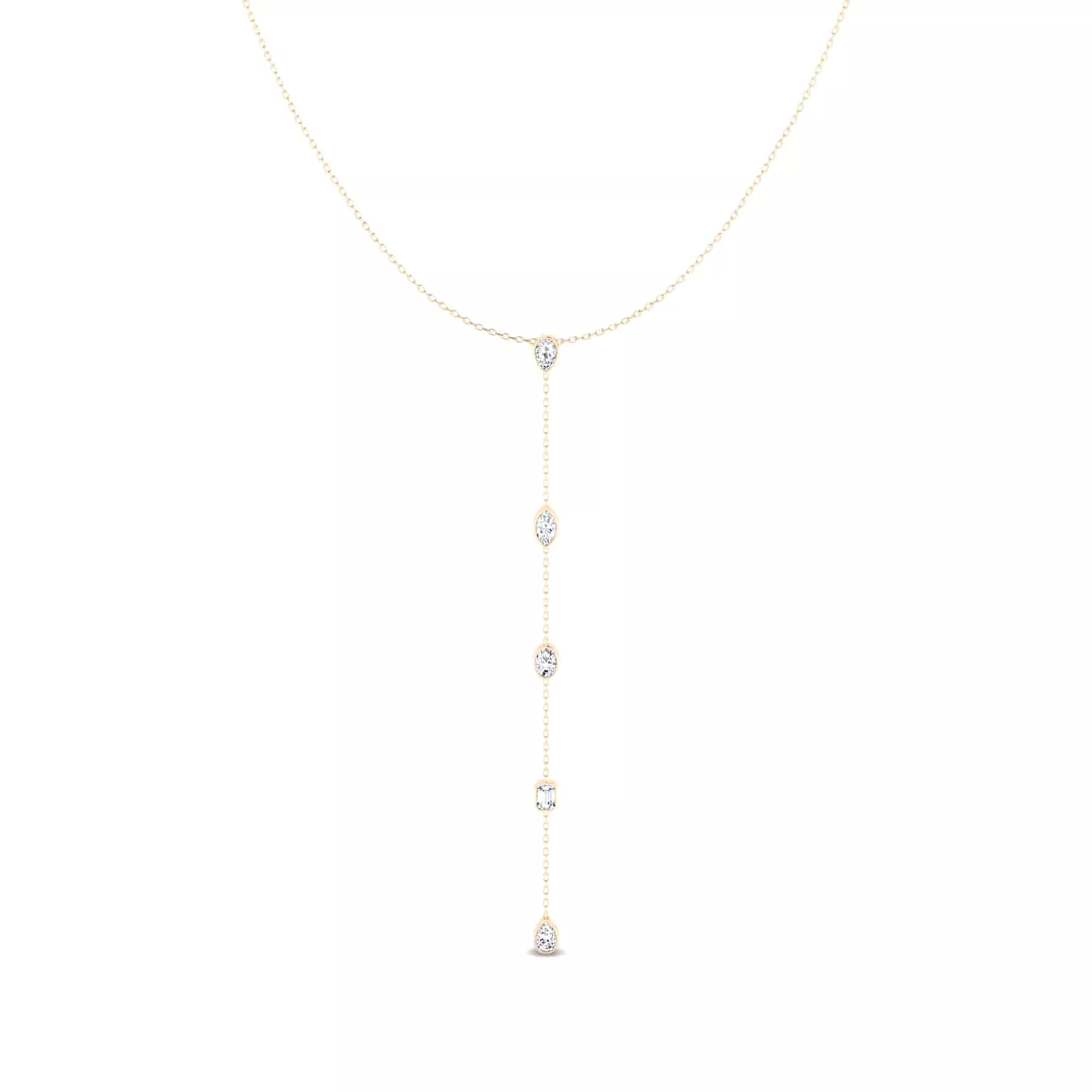 14K Gold Diamond Drop Y Necklace, Lab Grown