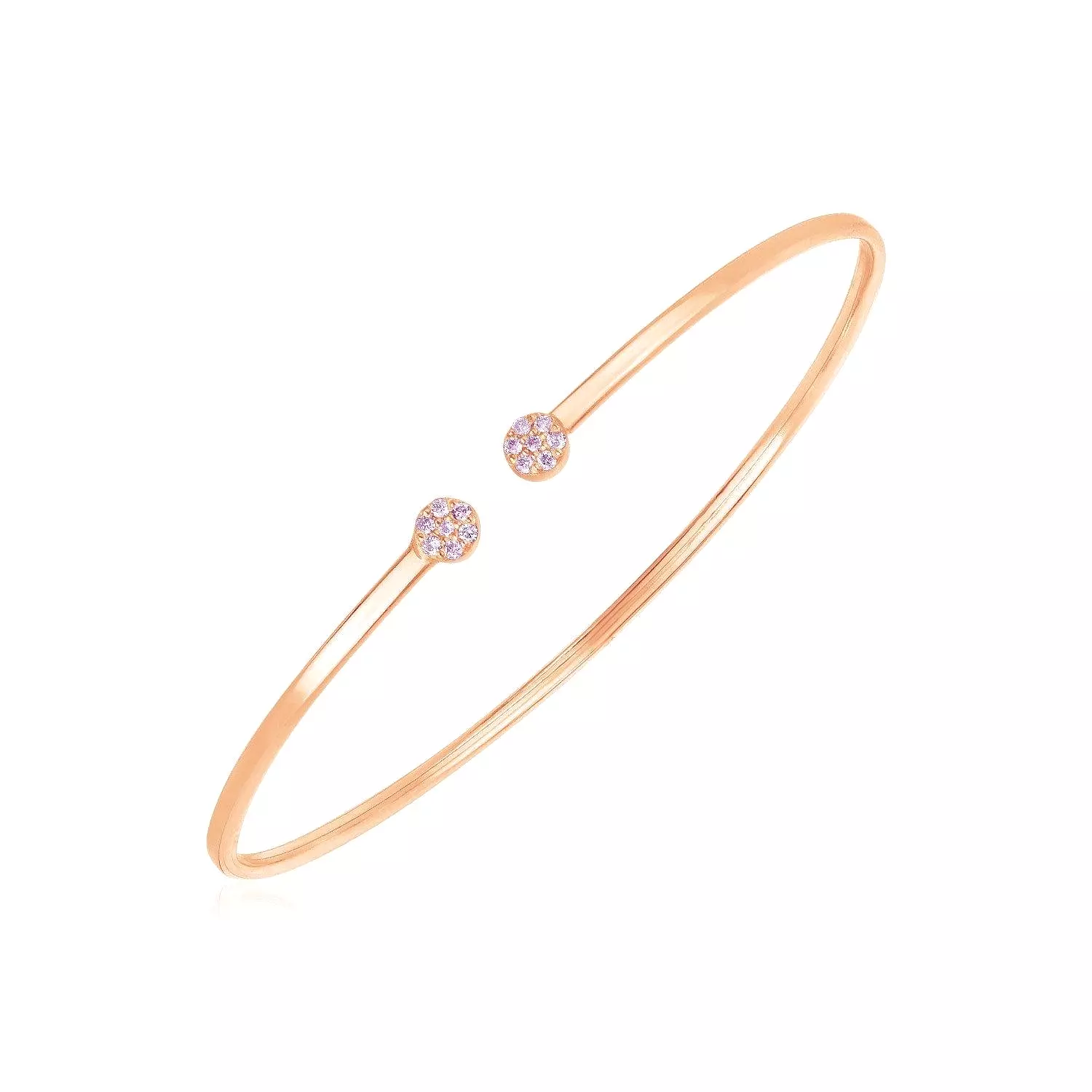 14k Rose Gold High Polish Diamond Cluster Bangle (2mm)