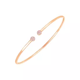 14k Rose Gold High Polish Diamond Cluster Bangle (2mm)