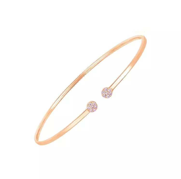 14k Rose Gold High Polish Diamond Cluster Bangle (2mm)