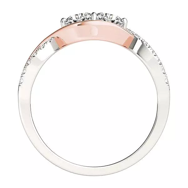 14k White And Rose Gold Infinity Style Two Stone Diamond Ring (5/8 cttw)