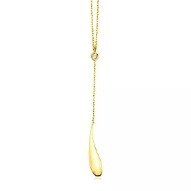 14k Yellow Gold Teardrop Lariat Necklace with Diamond