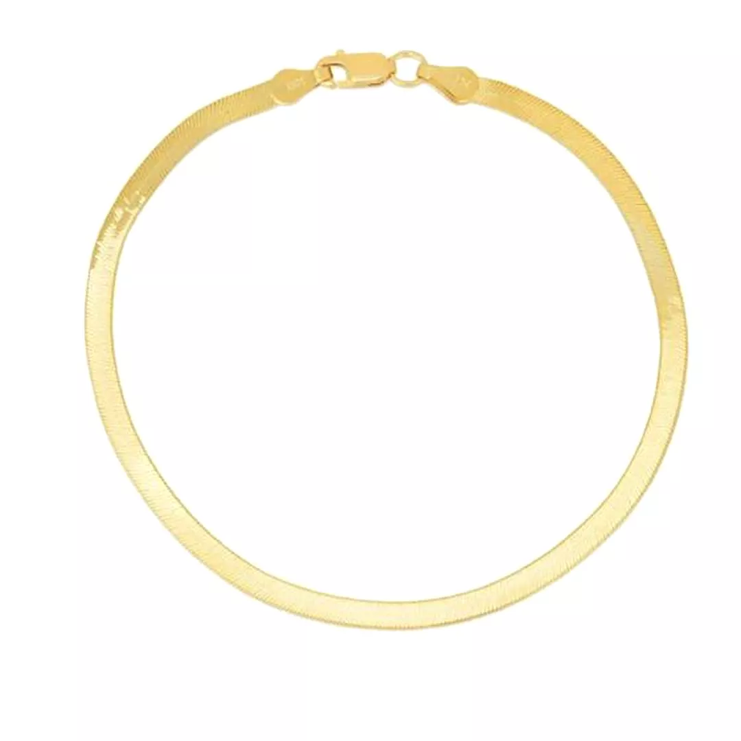 1.5mm 14k Yellow Gold Super Flex Herringbone Bracelet