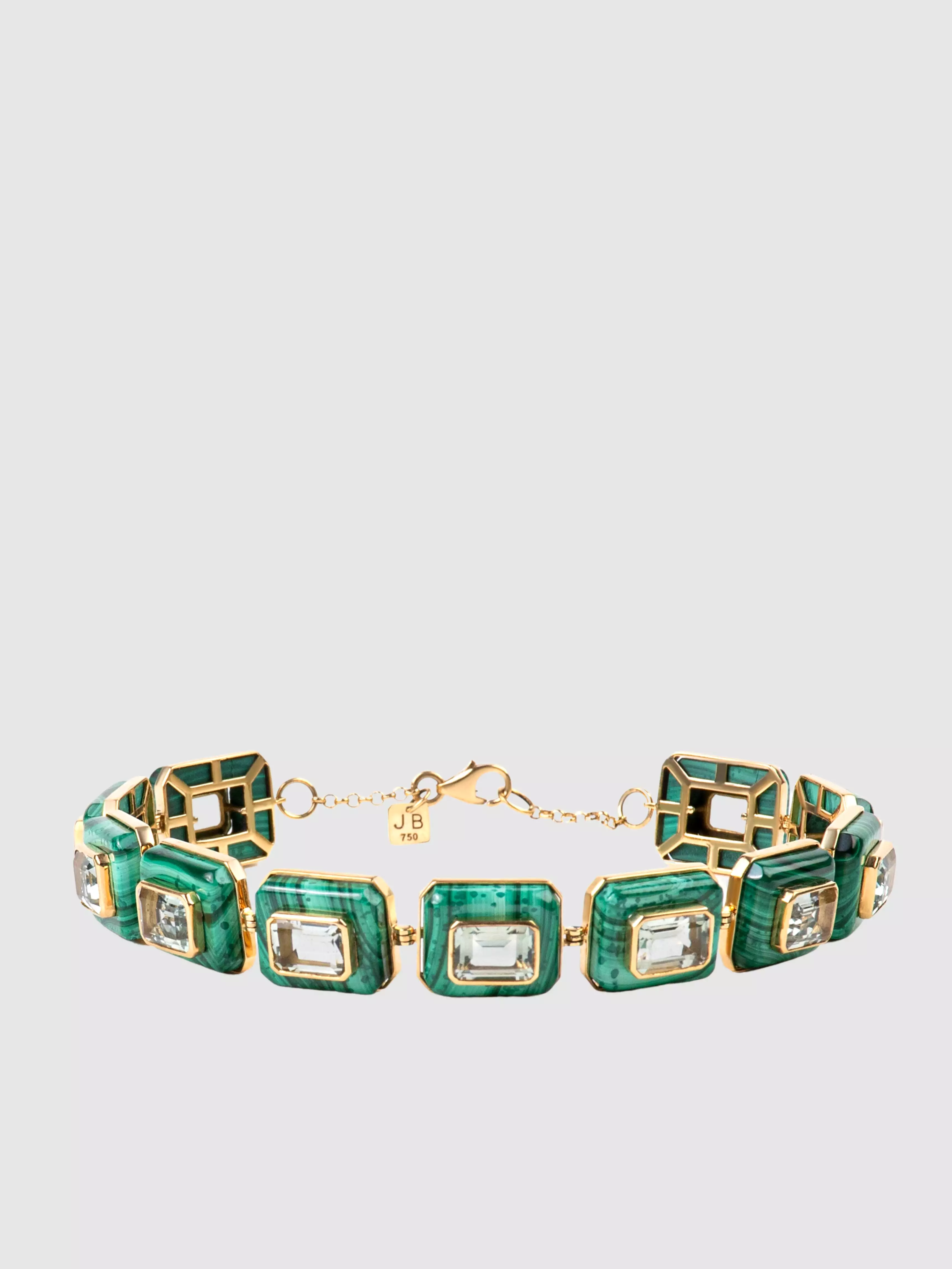 18K Gold with Malachite And Prasiolite Bracelet