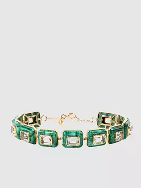 18K Gold with Malachite And Prasiolite Bracelet