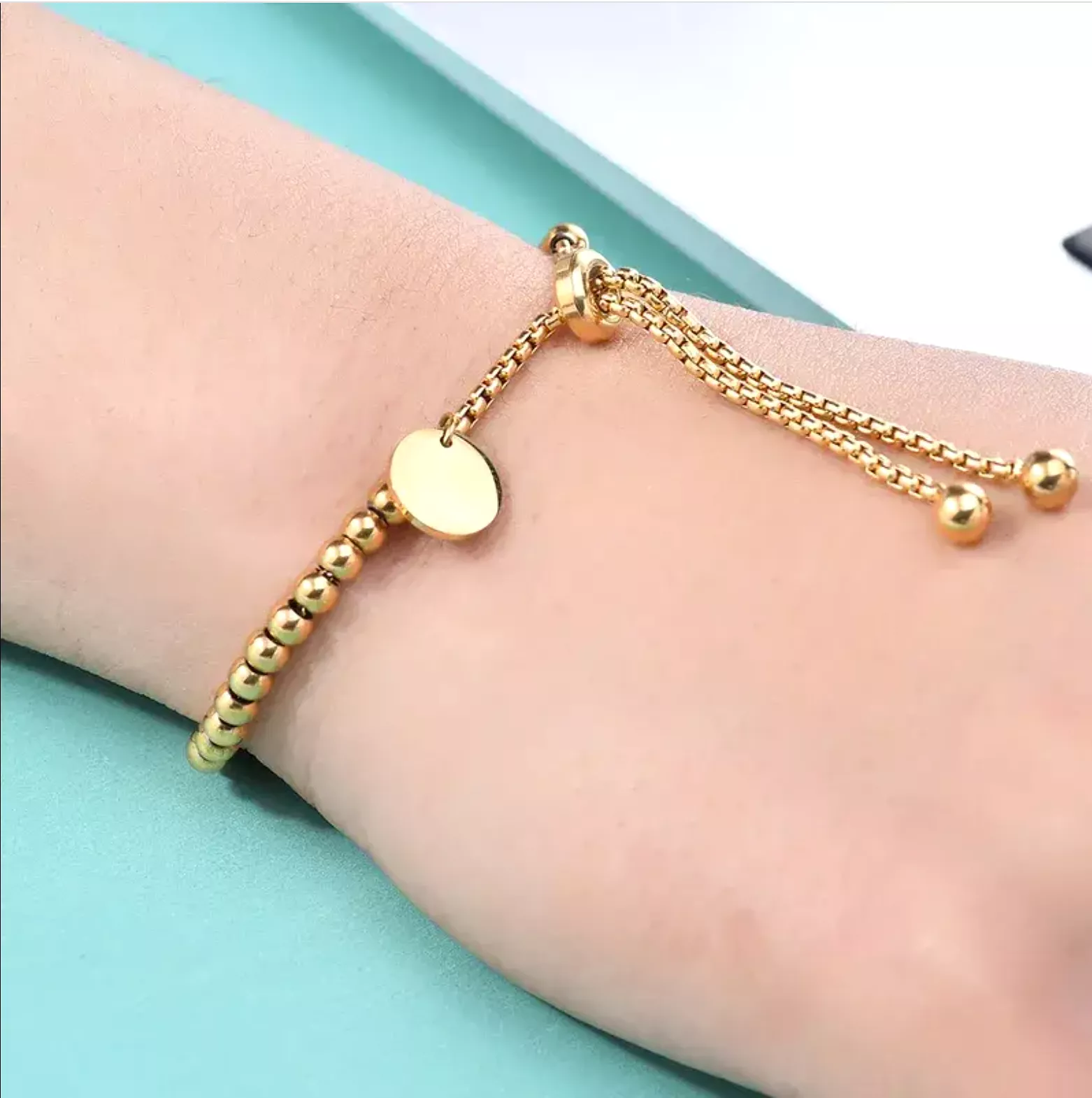 18K Plated Beaded Ball Bracelet