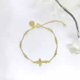 18k/925 Vermeil Cross with CZ Bracelet