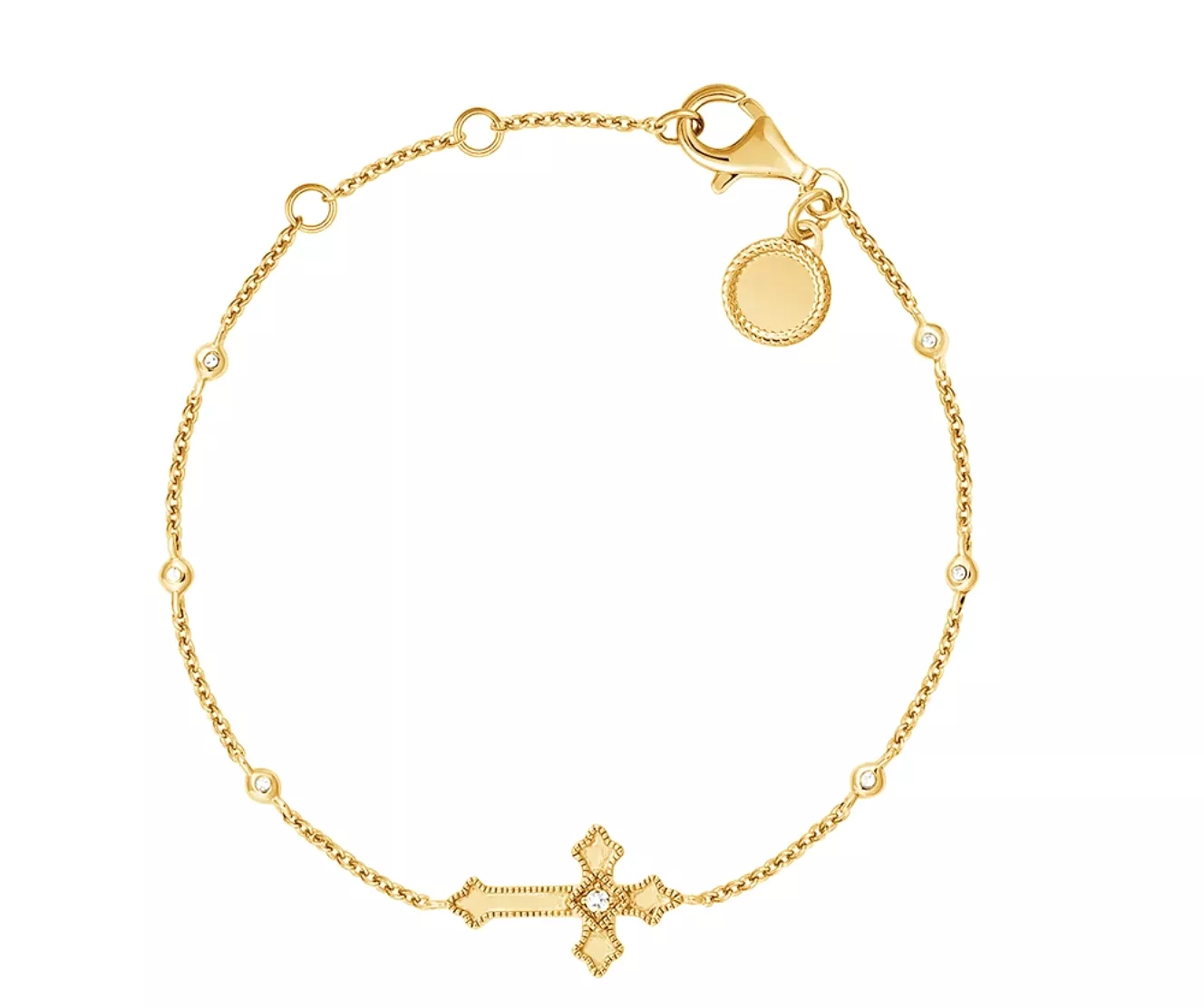 18k/925 Vermeil Cross with CZ Bracelet