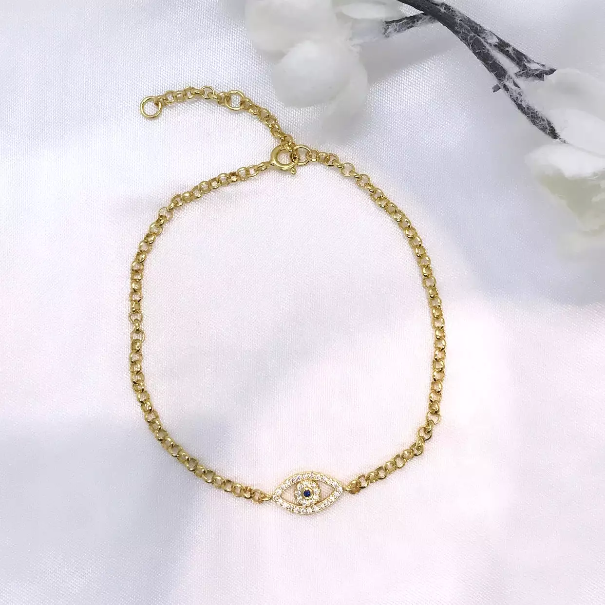 18k/925 Vermeil Evil Eye CZ Bracelet