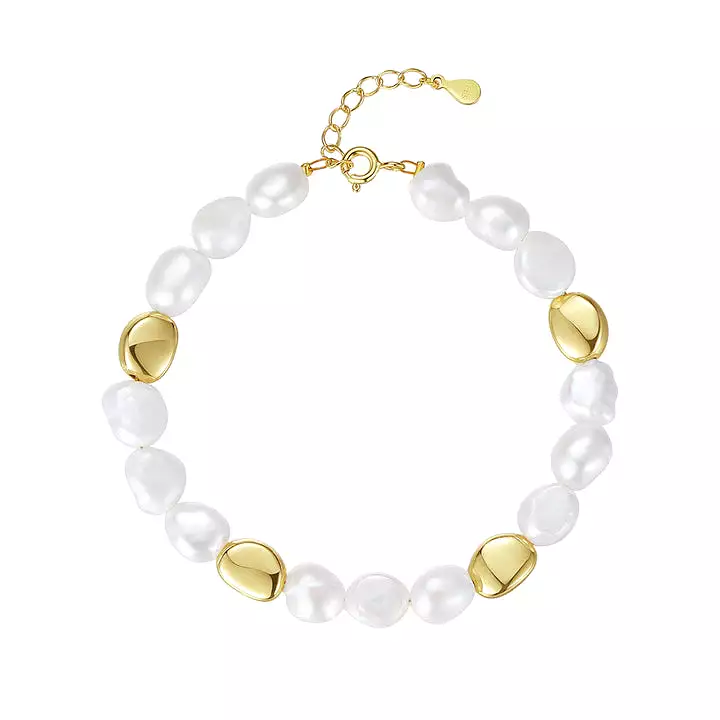 18k/925 Vermeil Freshwater Baroque Pearl Bracelet