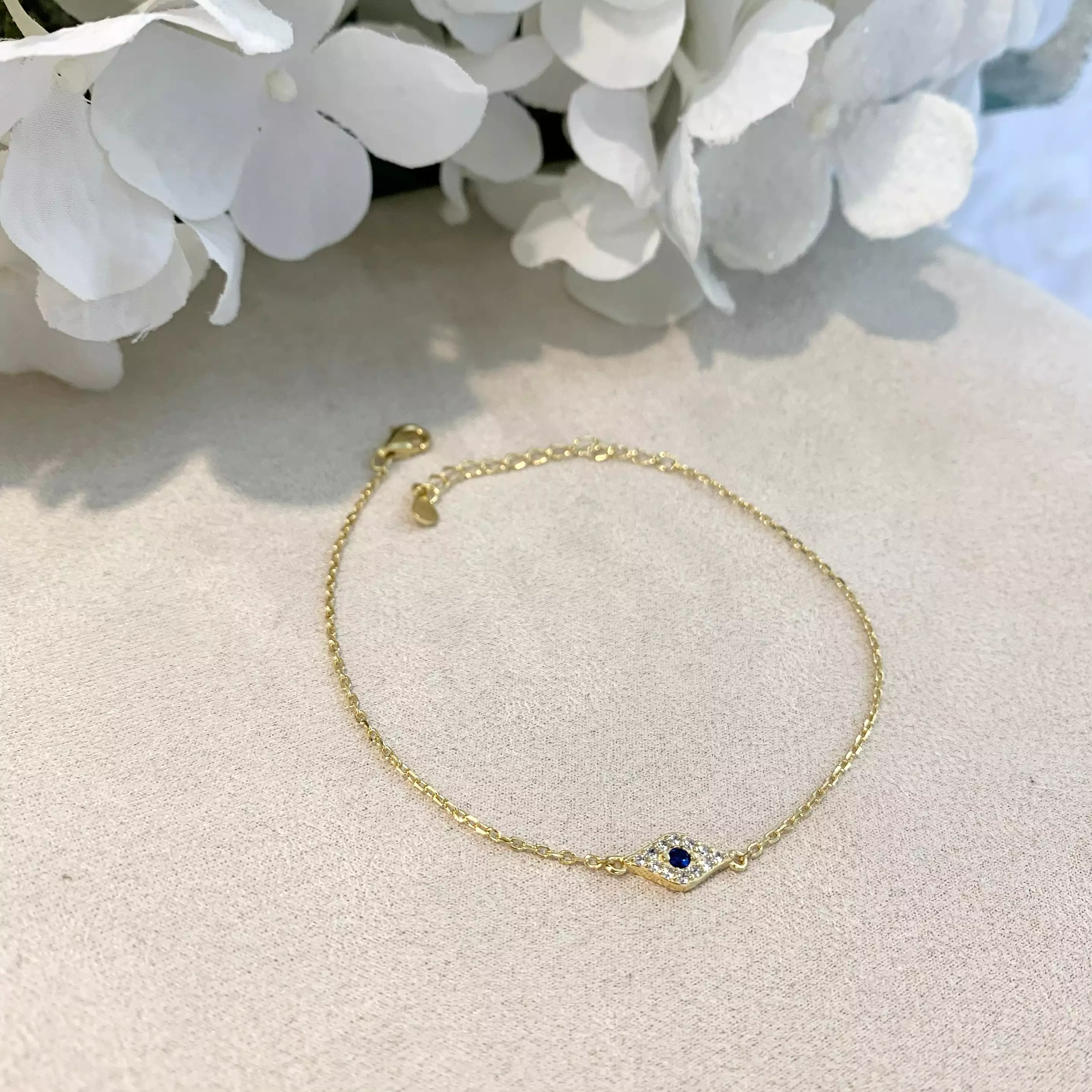 18k/925 Vermeil Small CZ Evil Eye Bracelet