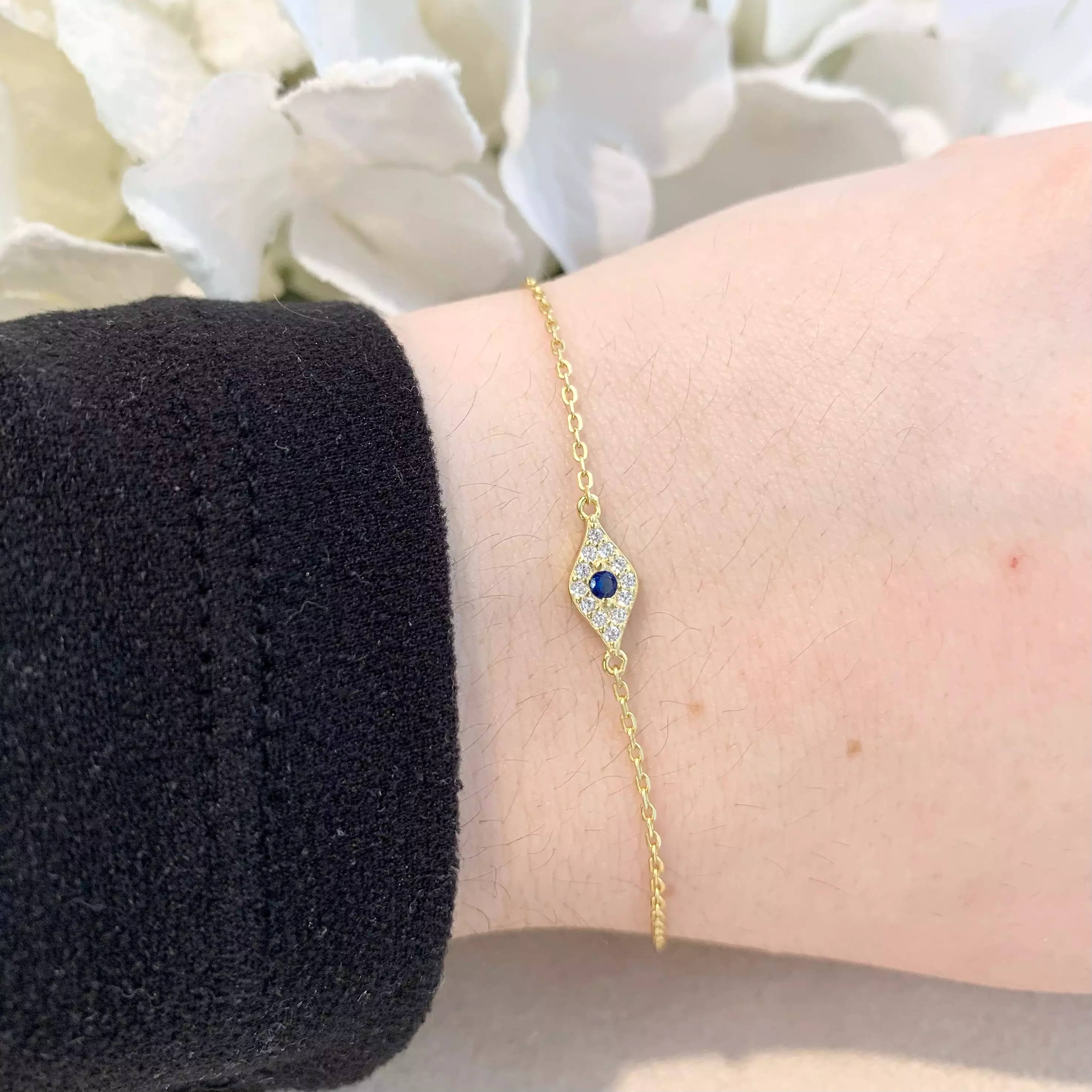 18k/925 Vermeil Small CZ Evil Eye Bracelet