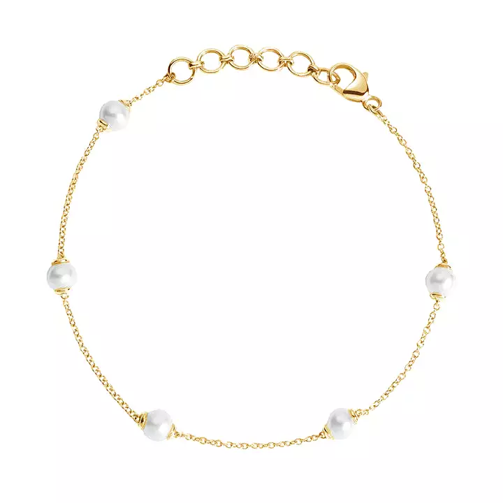 18k/925 Vermeil Spaced Pearl Bracelet