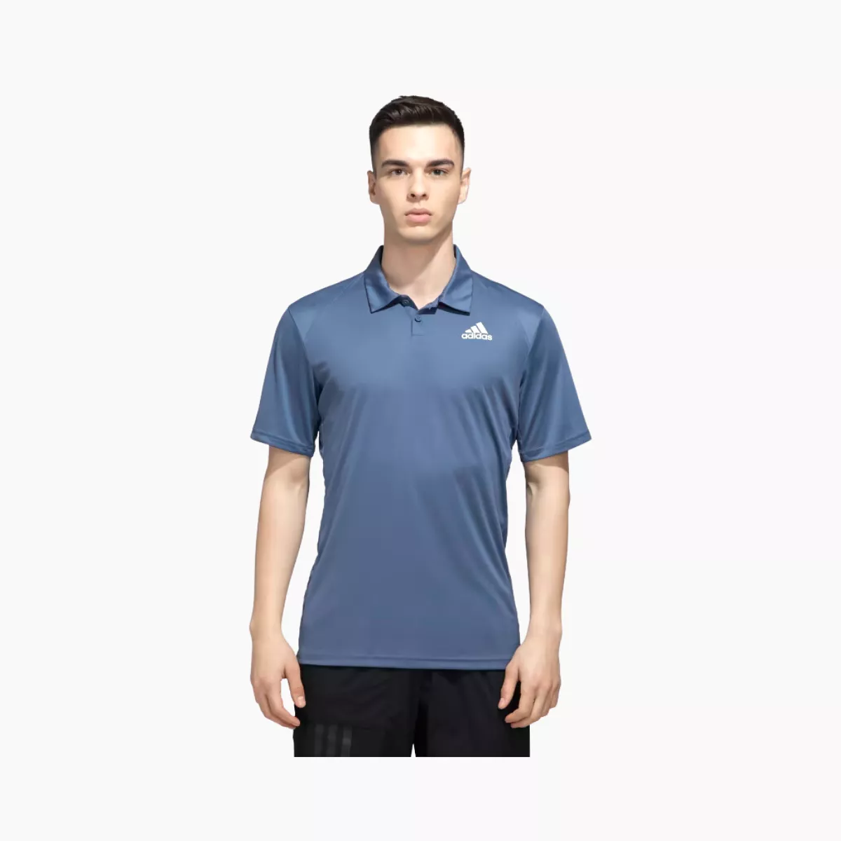 Adidas 3 Stripes Polo Men's Tennis T-shirt -Wonder Steel