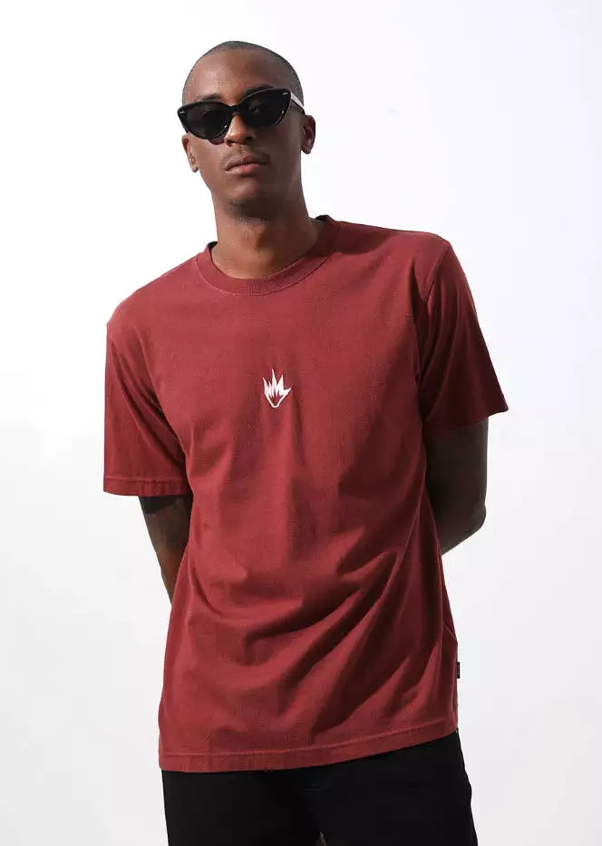 Afends Men's Flame Logo Retro Fit Tee Rojo