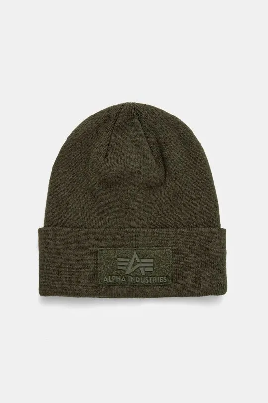 Alpha Industries beanie green color thick knit