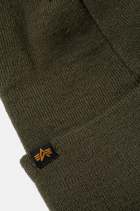 Alpha Industries beanie green color thick knit