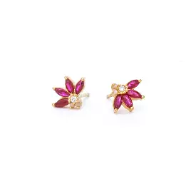 Amalfi Ruby & Diamond & Pink Opal Half Flower Studs