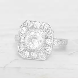 Art Deco 1.10 Carat Octagonal Cut Diamond Cluster Ring