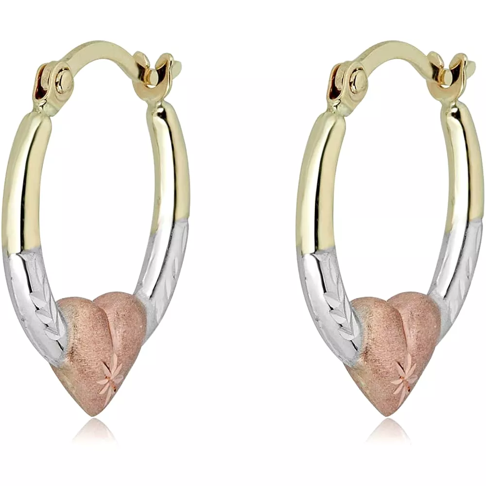 AVORA Gold Heart Creole Hoop Earrings