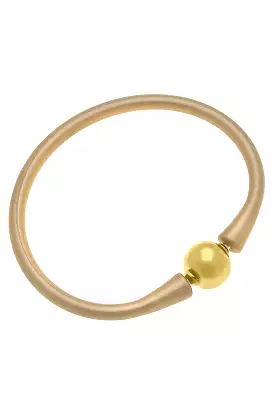 Bali 24K Gold Plated Ball Bead Silicone Bracelet in Metallic Gold