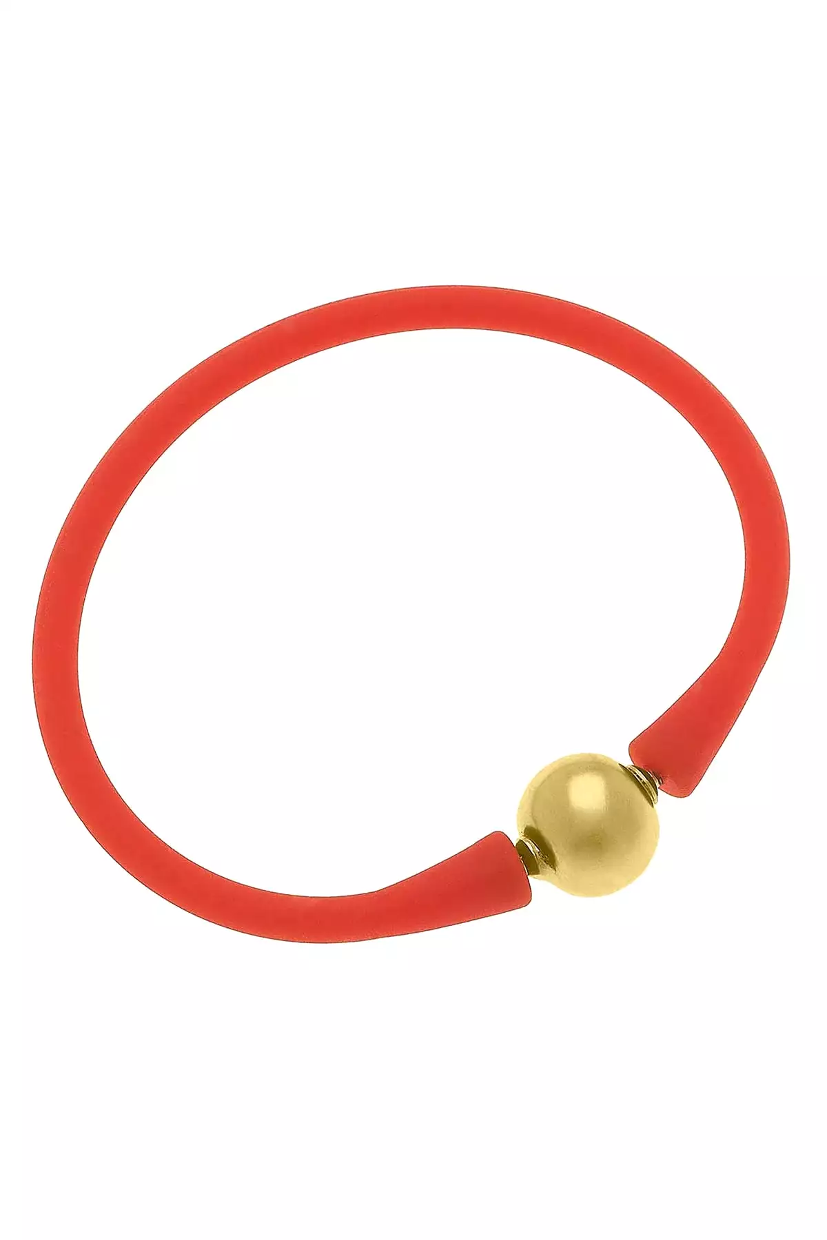 Bali 24K Gold Plated Ball Bead Silicone Bracelet in Orange