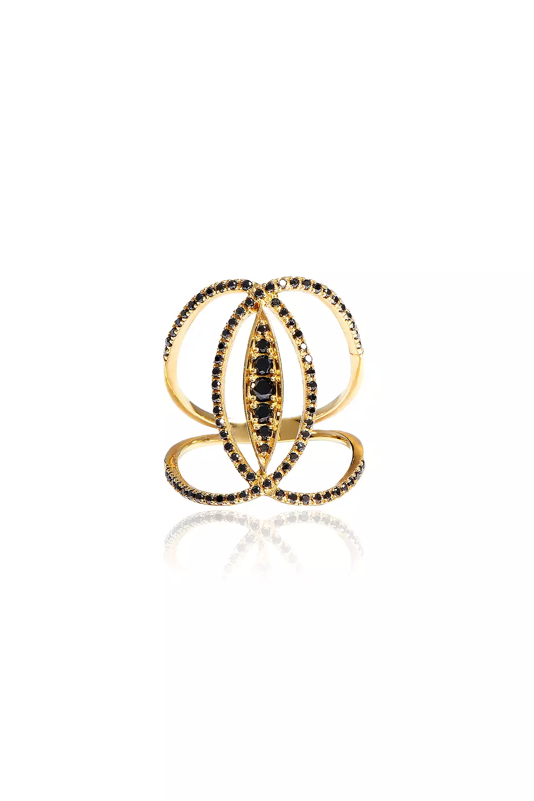 Black Diamond Marquis Ring in 18k Yellow Gold