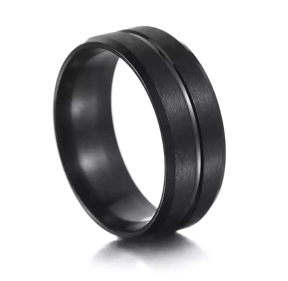 Black Groove Stainless Steel Fashion Ring for Men Women Wedding Engagement Party Anniversary Rings Jewelry Gift