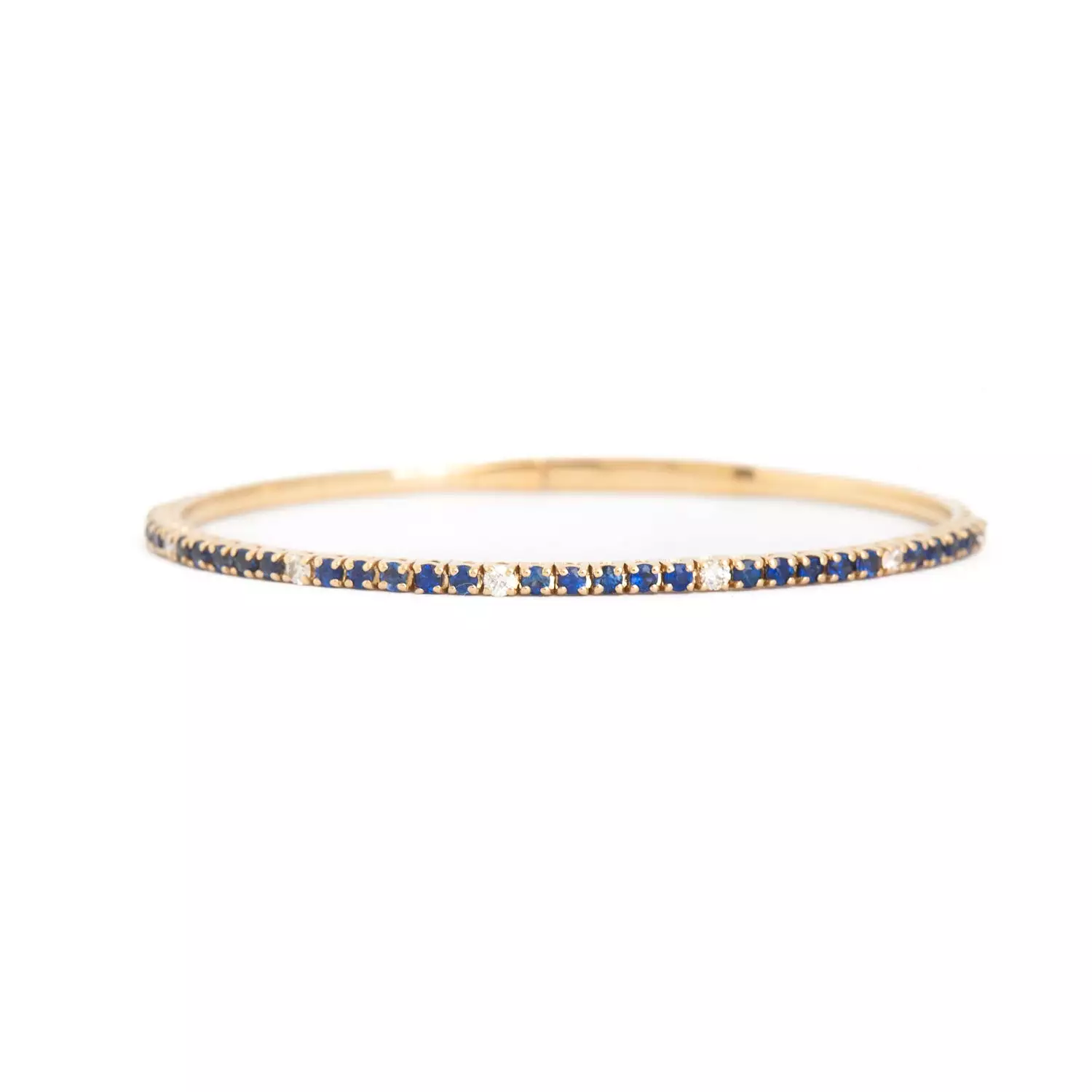 Blue Sapphire & White Diamond Flexible-Fit Bangle