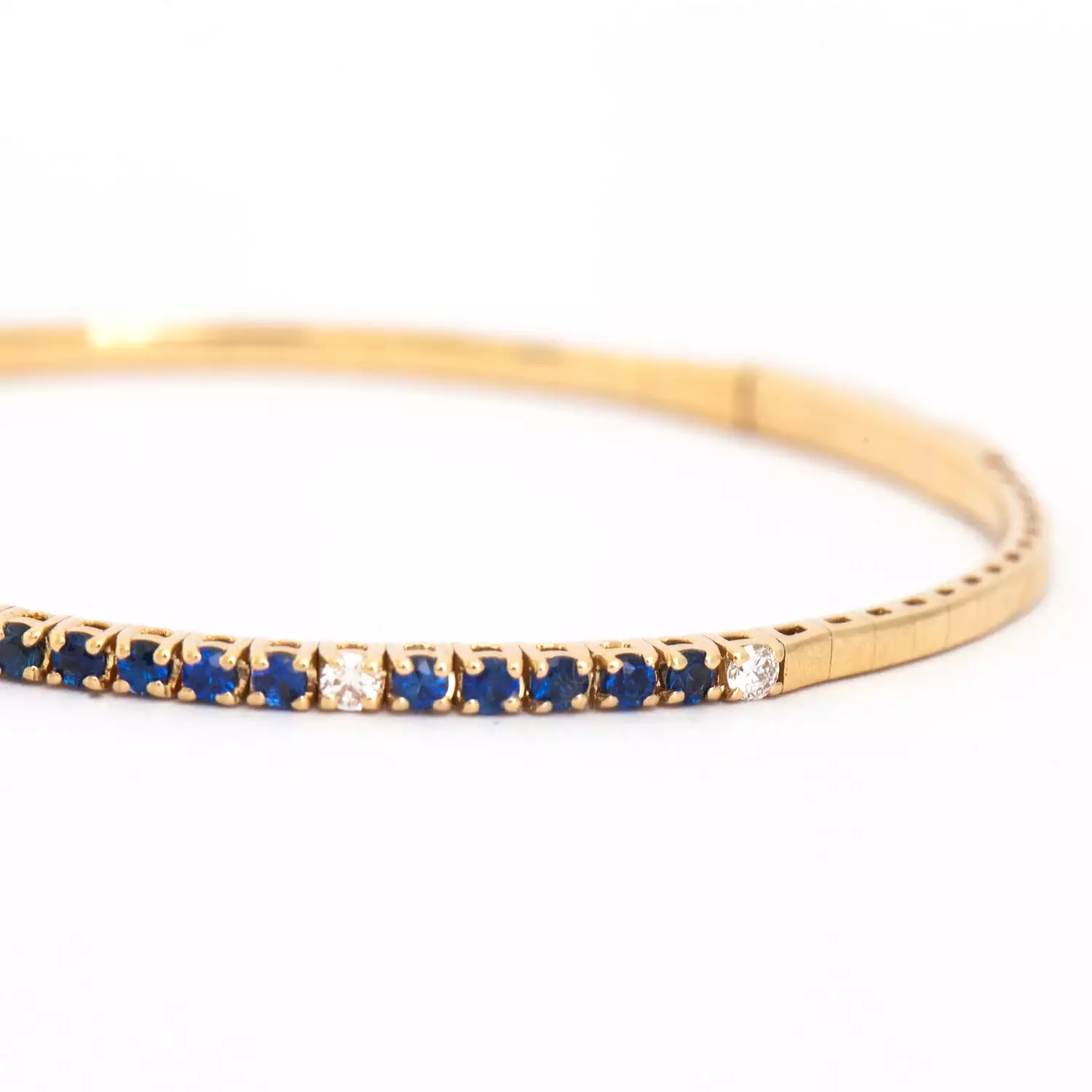 Blue Sapphire & White Diamond Flexible-Fit Bangle