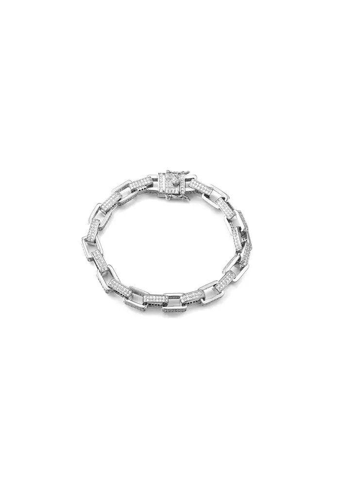 Boxy Pave Chain Bracelet-Silver