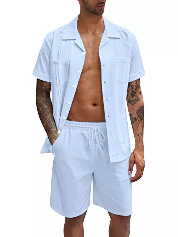 Casual Linen Men Clothing Set