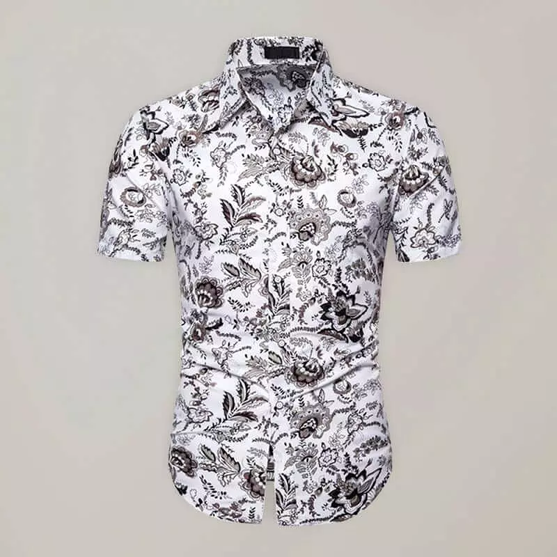 Casual Short Sleeve Printed Men Shirt