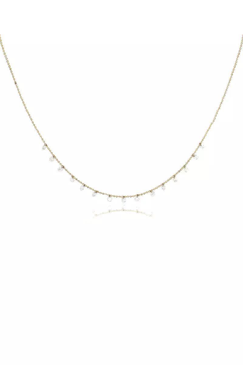 Celeste 15 Floating Diamond Necklace in Yellow Gold