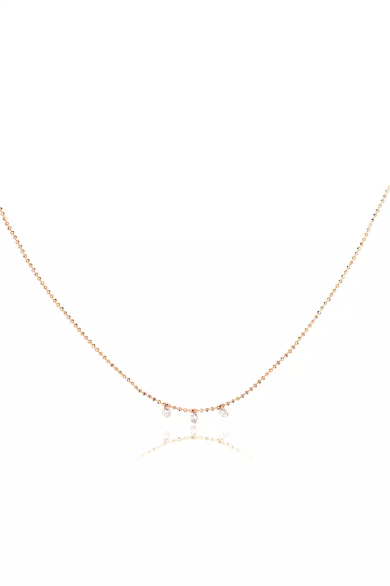 Celeste 3 Floating Diamond Necklace in Rose Gold