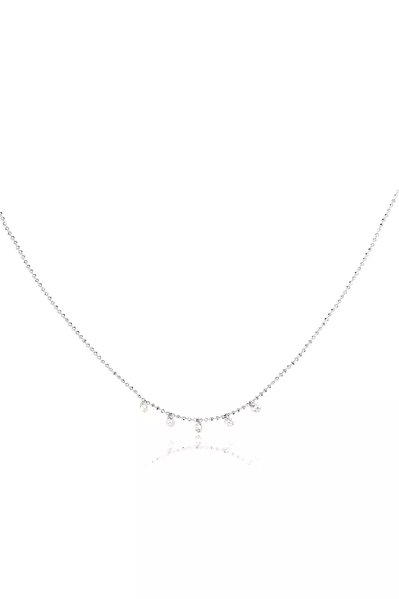 Celeste 5 Floating Diamond Necklace in White Gold