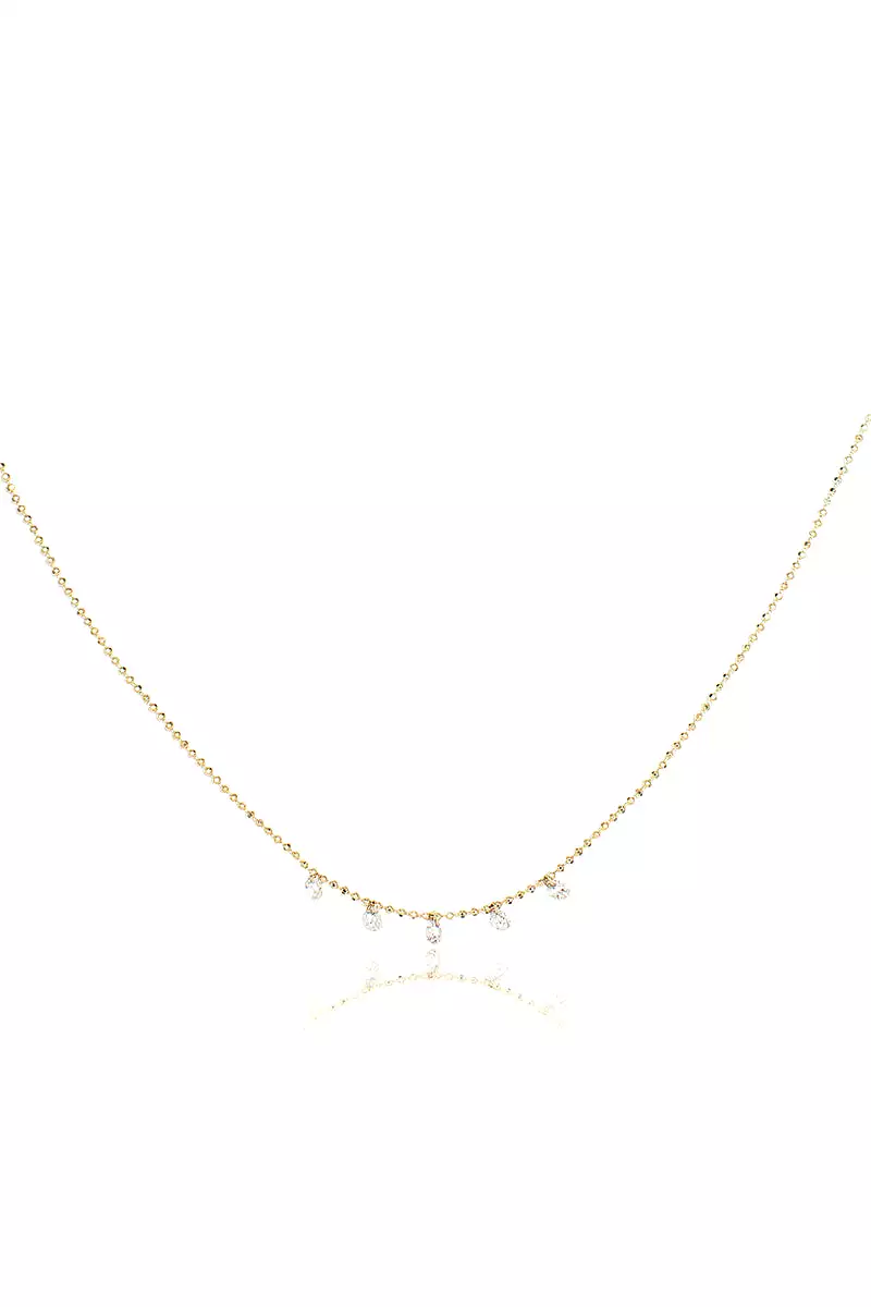 Celeste 5 Floating Diamond Necklace in Yellow Gold