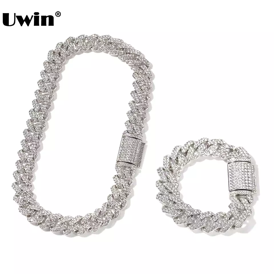 Charm Link Chain Necklace Bracelet Set for Men And Women Jewelry - Silver Colour