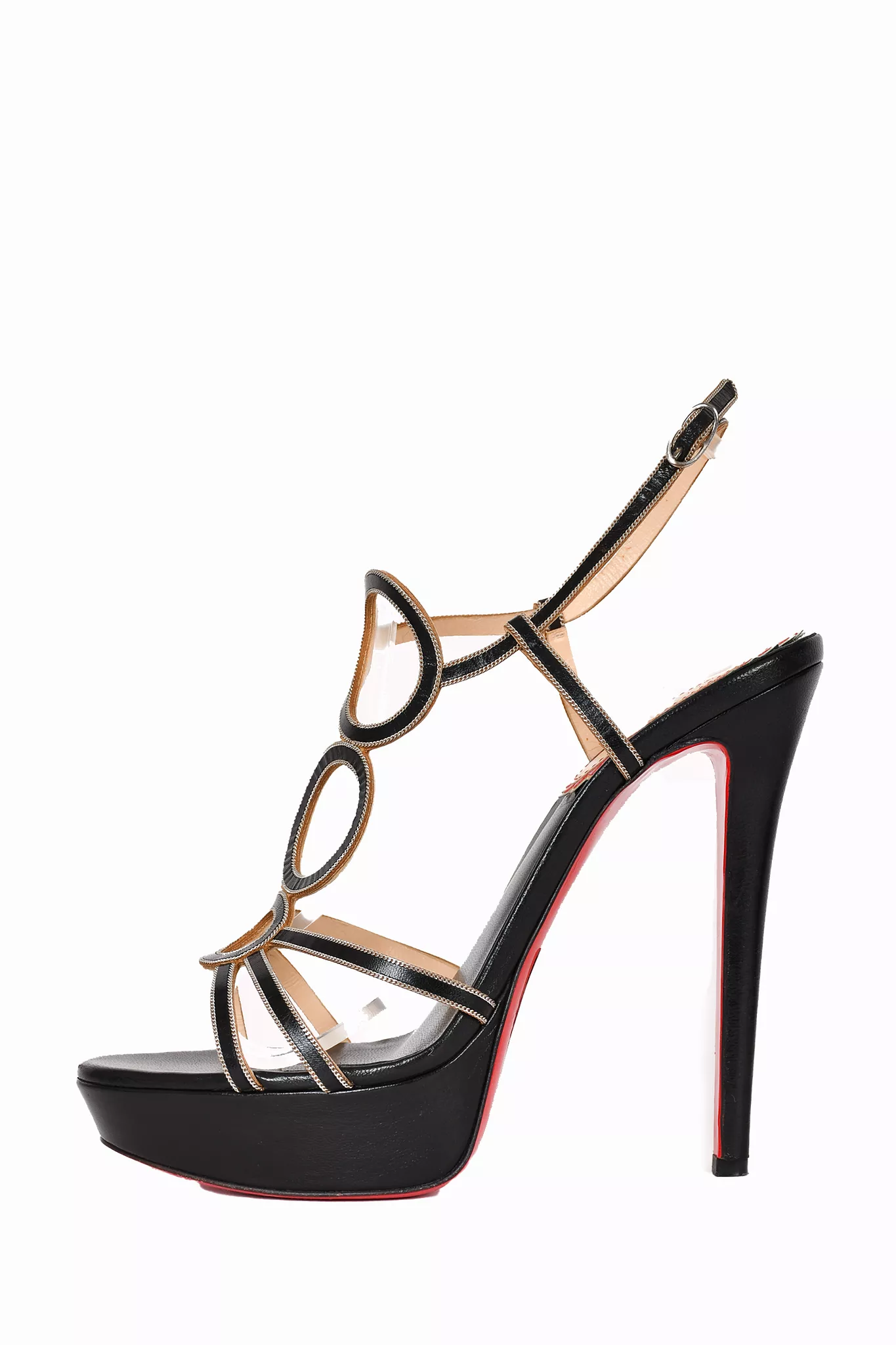 Christian Louboutin Black Silver Chain Heels Size 39