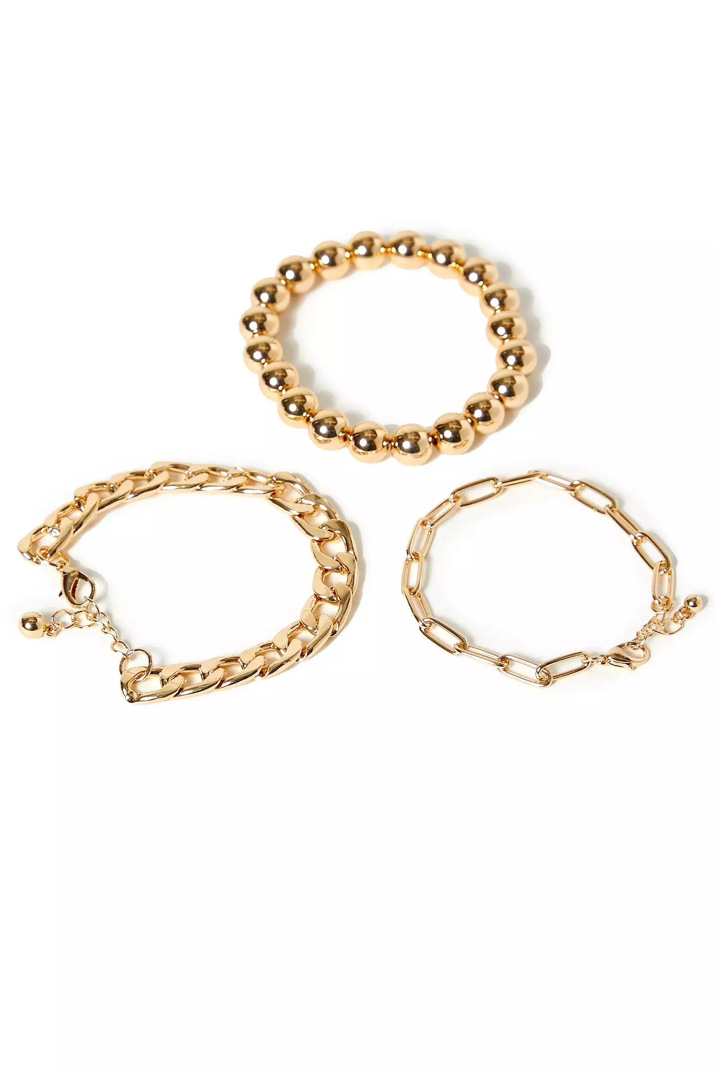 Chunky Curb Chain & Beaded Bracelet Set