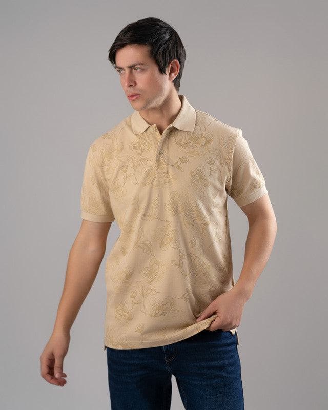 CLASSIC FIT PATTERNED POLO SHIRT - LIGHT BEIGE